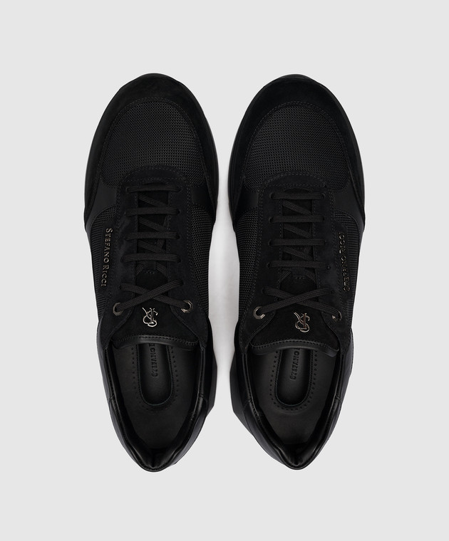 Stefano Ricci Black combination sneakers with metallic logo UF098G6414SDPWYT изображение 4