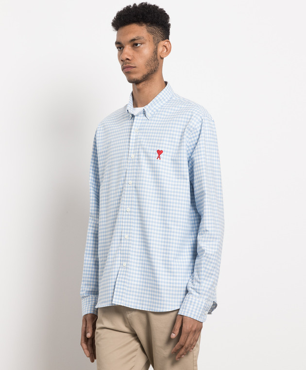 Ami Paris Голубая рубашка в клетку HSH113CO0023 изображение 3