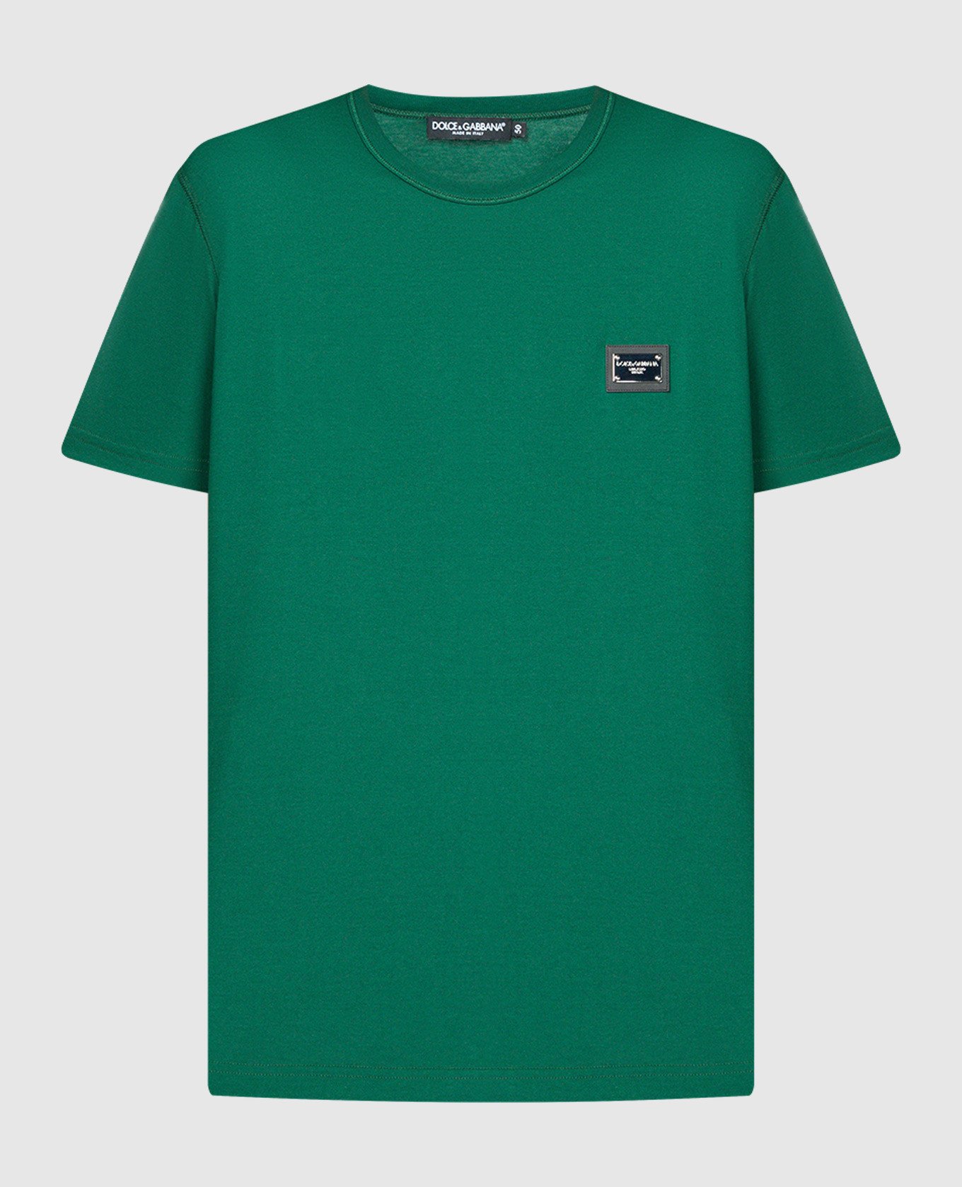 Green t-shirt with logo patch
