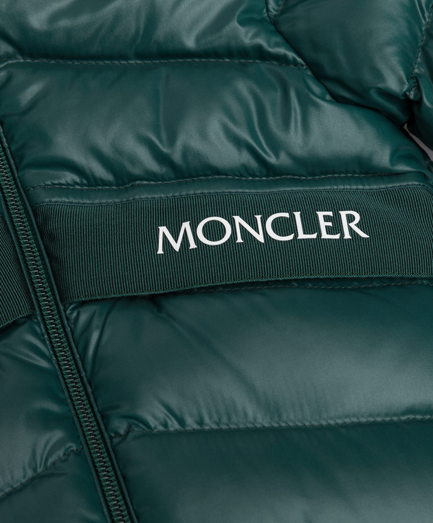 Moncler ENFANT Детский темно-зеленый комплект комбинезон и пуховик с логотипом 1F0000568950 изображение 3