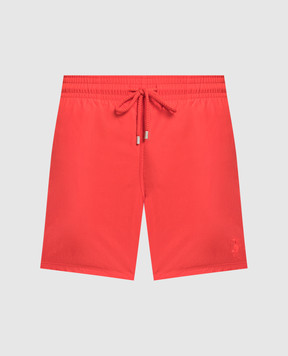 Vilebrequin Красные шорты для плавания с вышивкой Crabs и логотипом MOOU3D53
