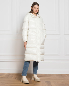 Ermanno Scervino Білий пуховик з монограмою з кристалів D430A325BHXC