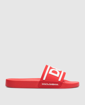 Dolce&Gabbana Красные слайдеры с фактурным логотипом CS2072AQ858