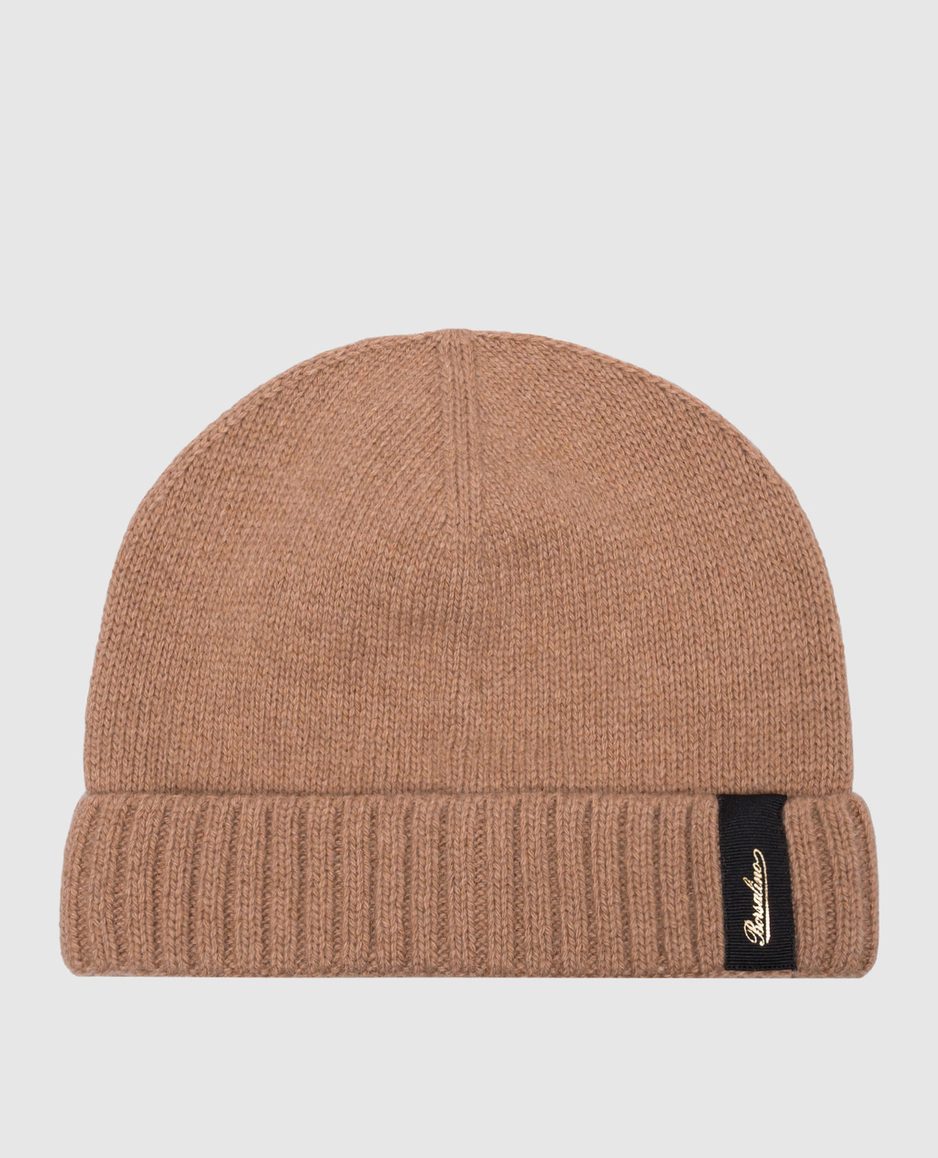Brown cashmere hat with logo