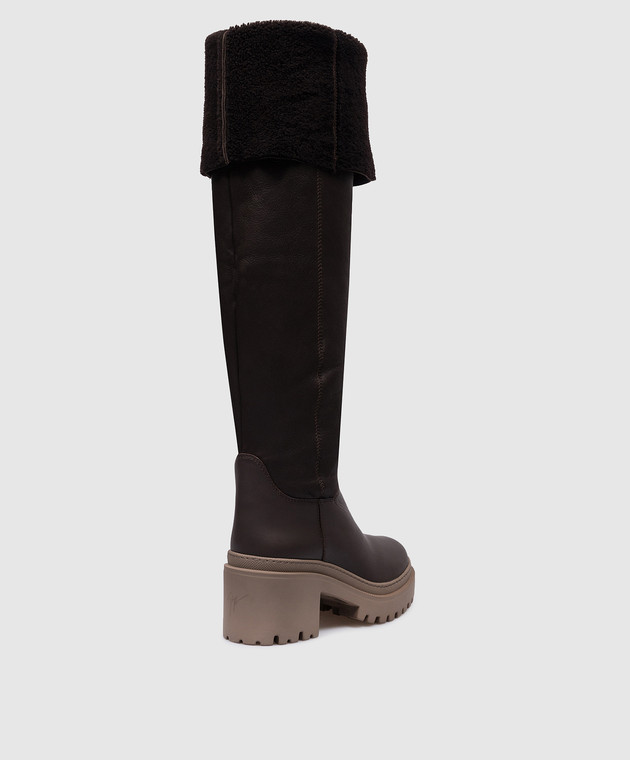 Giuseppe Zanotti Iwona brown leather boots with fur I380009 image 3