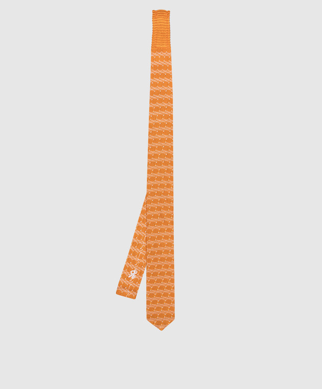Stefano Ricci Дитяча помаранчева краватка з шовку в геометричним малюнком. YCRMTSR8162 зображення 2