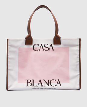 Casablanca Біла сумка-тоут Casa Canvas з логотипом AF23BAG07901