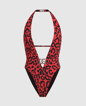 Dolce&Gabbana Красный купальник в леопардовый принт. O9B74JFSG53