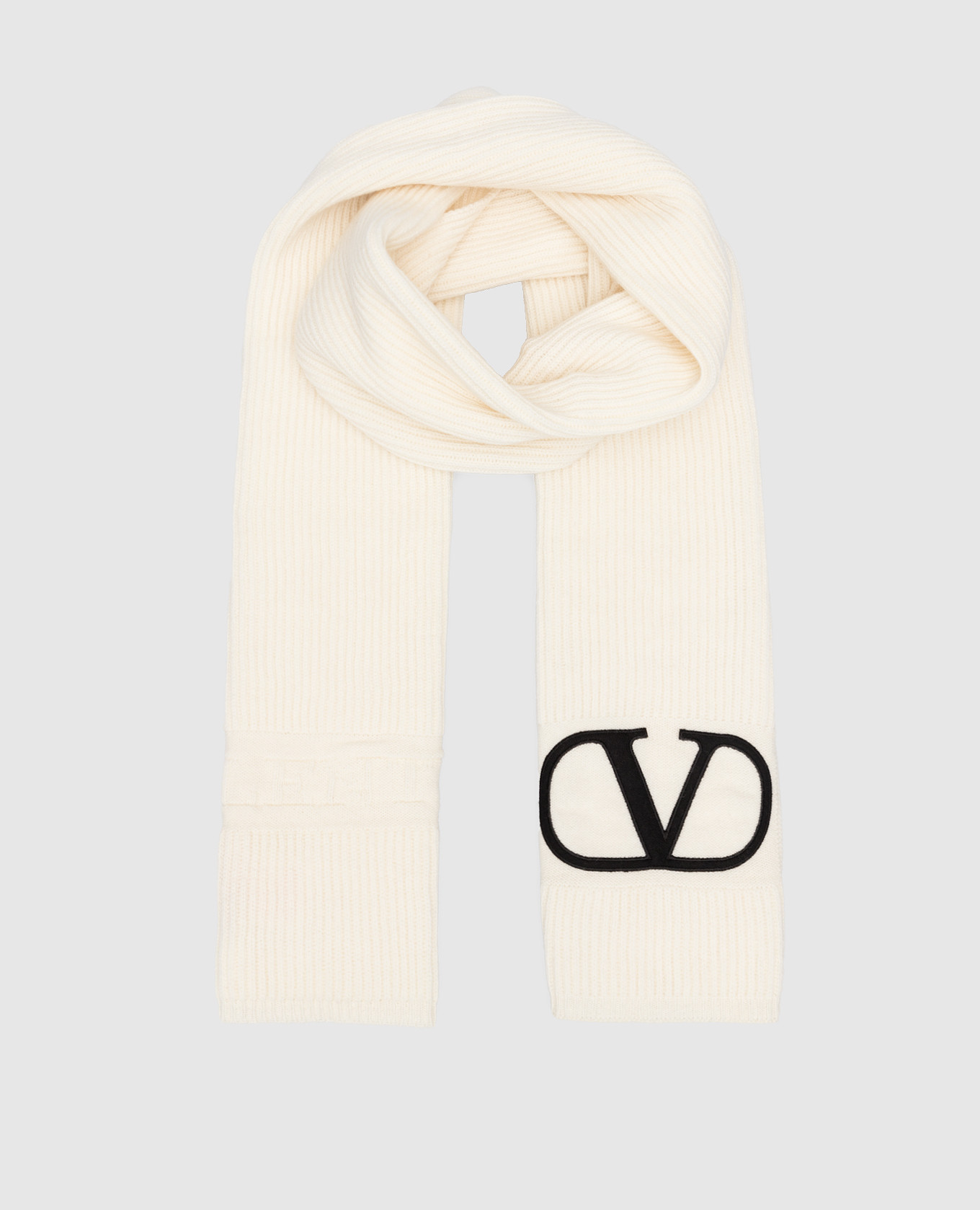 Белый шарф из шерсти с вышивкой логотипа Vlogo