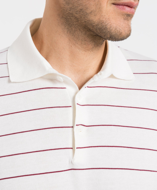 Brunello Cucinelli White striped polo shirt M29804215 изображение 5