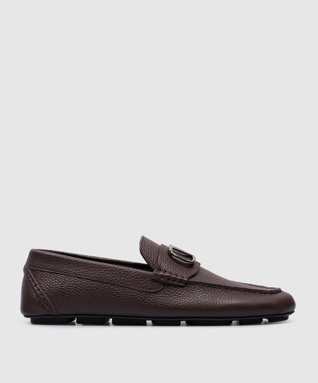Valentino Vlogo Signature logo moccasins in brown leather 4Y2S0G30BNT