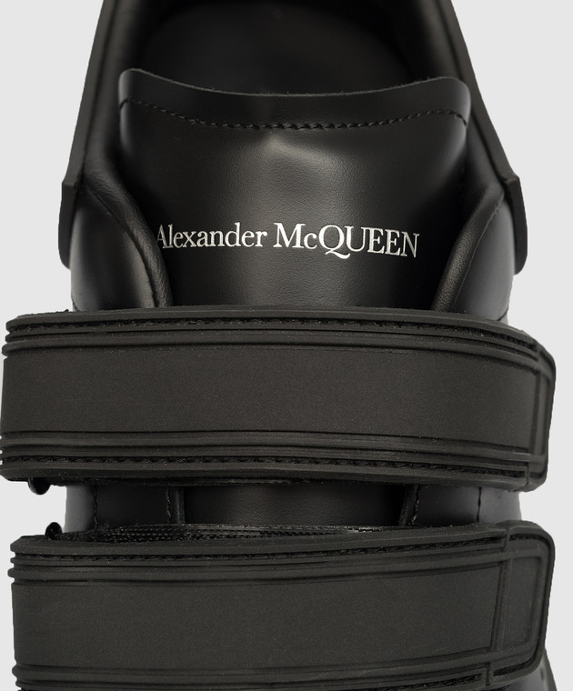 Alexander McQueen Oversized black leather sneakers with logo 750337WIDJK image 5