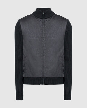 Valentino Чорна комбінована куртка у візерунок Toile Iconographe 4V3KE02G9W4