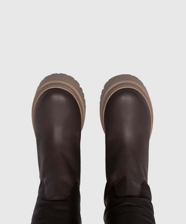 Giuseppe Zanotti Iwona brown leather boots with fur I380009 image 4