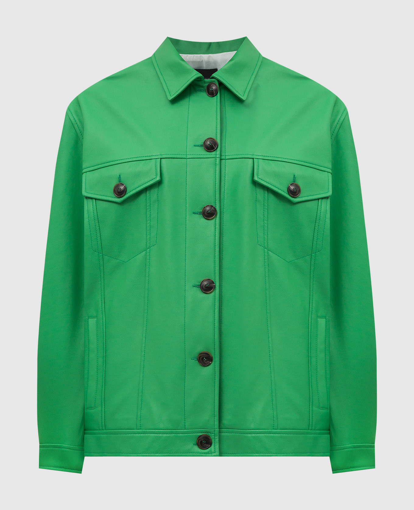 Зеленая кожаная куртка
