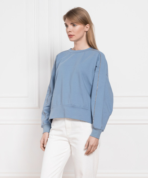 Brunello Cucinelli Blue jumper with eco-brass MH827BB520 image 3