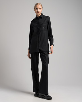 Kiton Чорна сорочка з вовни та кашеміру з логотипом D52446K05N25