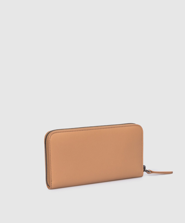 Brunello Cucinelli Світло-коричневий шкіряний гаманець із моніллю MWRLD2422 зображення 2