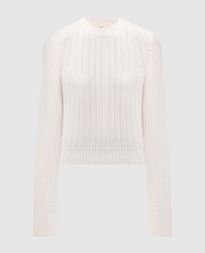 CO Білий светр з вовни та кашеміру в рубчик 8625WCM
