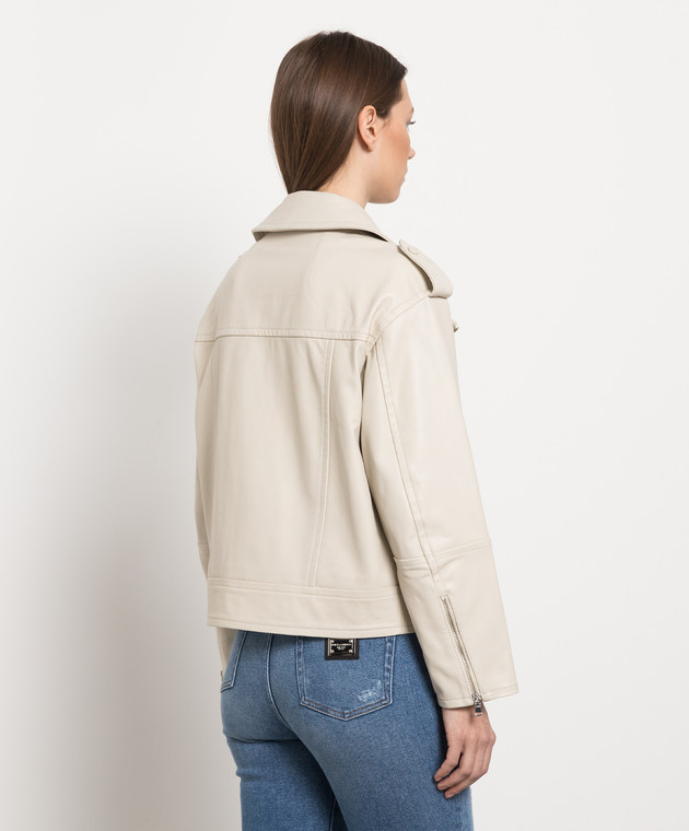 Yves Salomon Бежевая кожаная косуха 21EYV21755APAN изображение 4