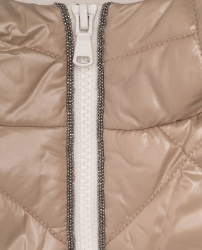 Brunello Cucinelli Дитячий бежевий стьобаний жилет з ланцюжком моніль BD553O001A
