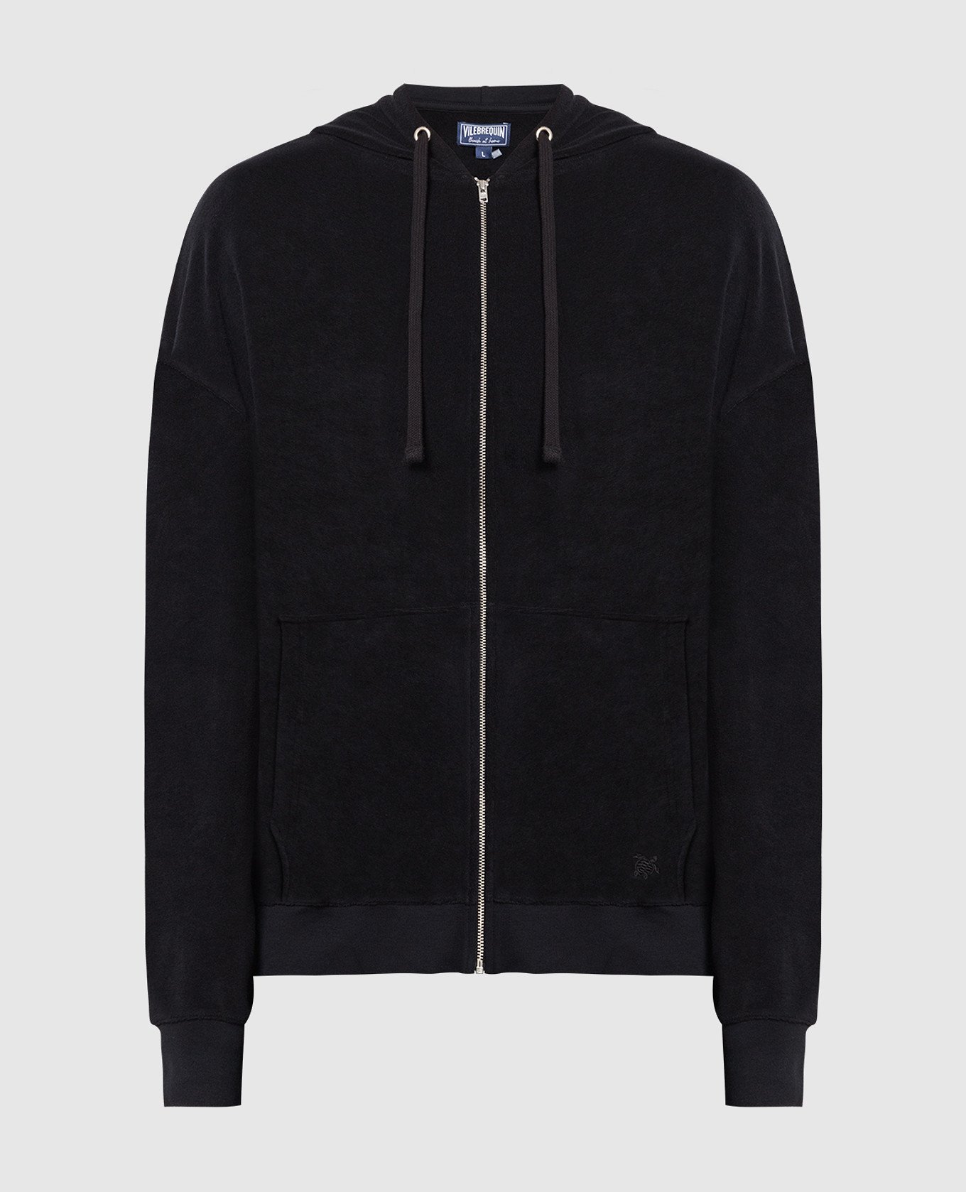 Jibe logo embroidered terry cardigan in black