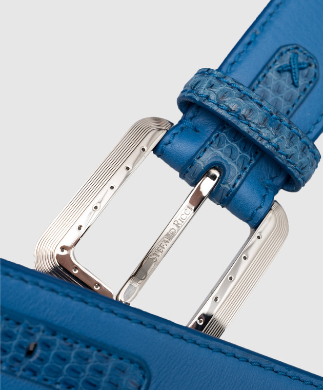 Stefano Ricci Baby blue leather belt with logo Y301VHVRLA302P image 3