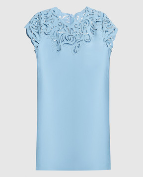 Ermanno Scervino Голубое платье мини с вышивкой ришелье D422Q359LILM