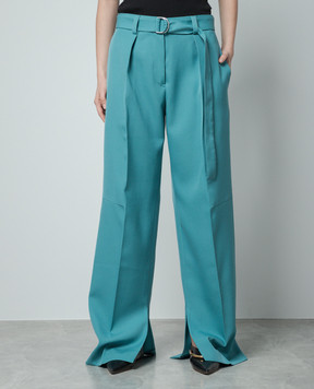 Jil Sander Зеленые брюки из шерсти с разрезами J52KA0013J40002