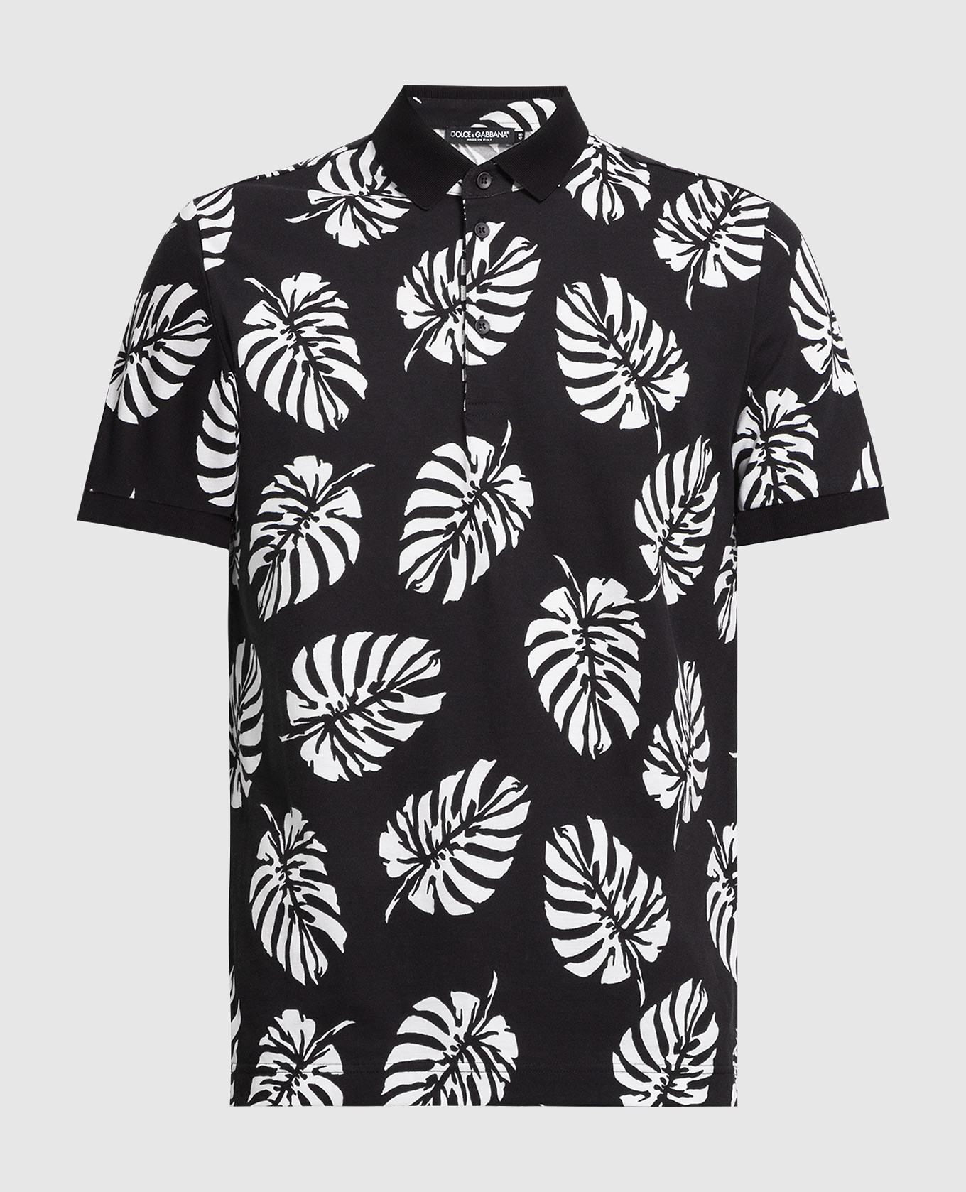Black polo shirt with contrast print