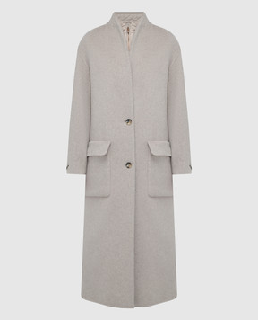 Agnona Бежевое пальто из кашемира со съемным жилетом TL0608AD7001