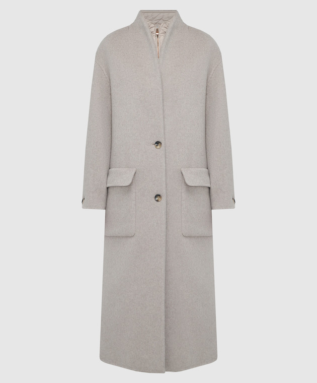 Agnona Beige cashmere coat with detachable waistcoat TL0608AD7001