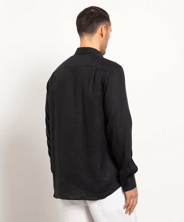 Vilebrequin Caroubis black linen shirt with logo embroidery CRSP601P изображение 4