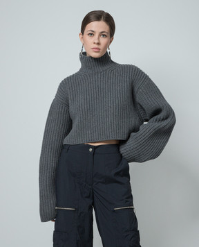 Balenciaga Серый укороченный свитер из шерсти 771046T1681