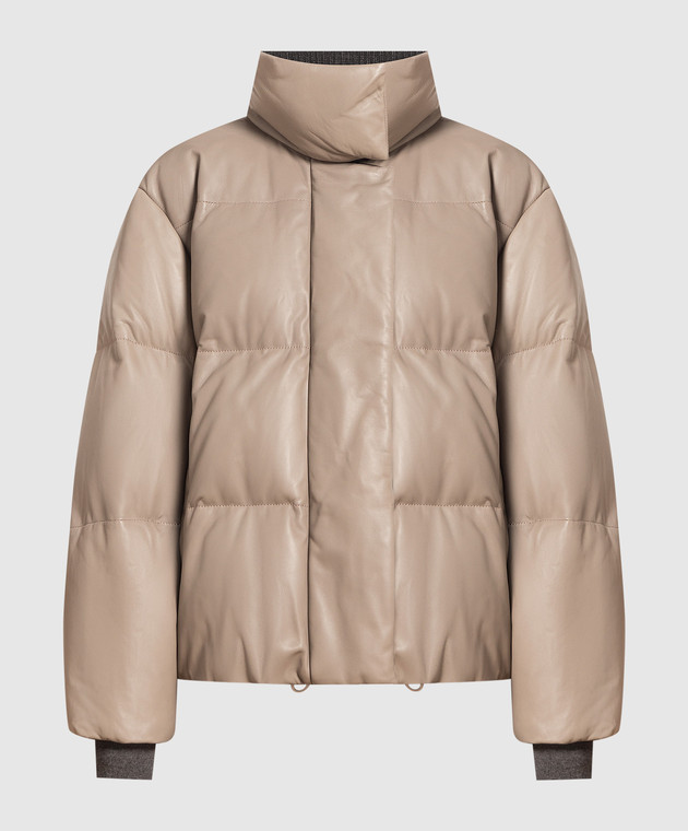 Brunello Cucinelli - Dark beige leather down jacket MPTAN2890 - buy with  European delivery at Symbol
