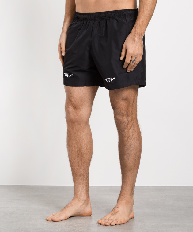 Off-White - Black swim shorts with logo print OMFA003C99FAB004 buy at Symbol