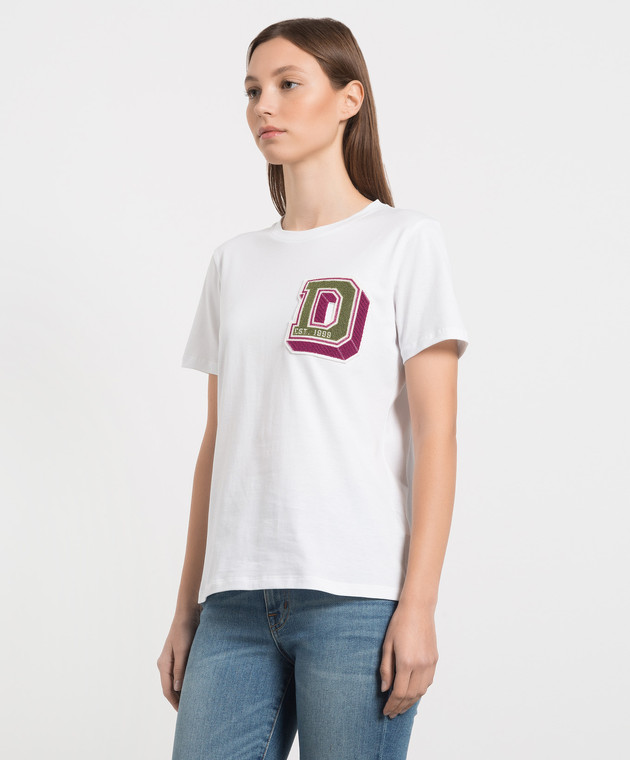 Dondup White t-shirt with logo patch S746JF0271DFS9 изображение 3