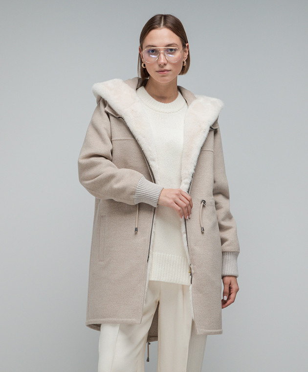 Fabio Gavazzi Set of cashmere coat and vest with mink fur C1127PIVR image 4