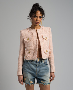 Balmain Рожевий твідовий жакет CF1SK595XF91
