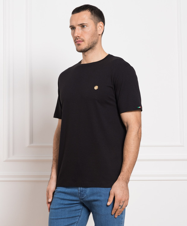 Stefano Ricci Черная футболка с металлическим логотипом MNH2401980803 изображение 3