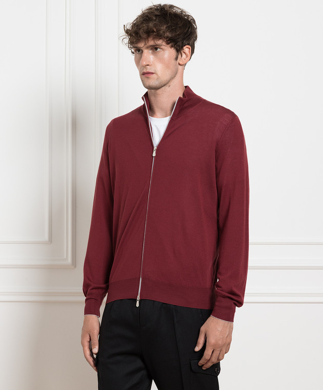 Brunello Cucinelli Бордовый кардиган из шерсти и кашемира M2400106 изображение 3
