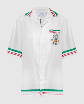 Casablanca Белая рубашка Casa Way из шелка с принтом WF23SH01401