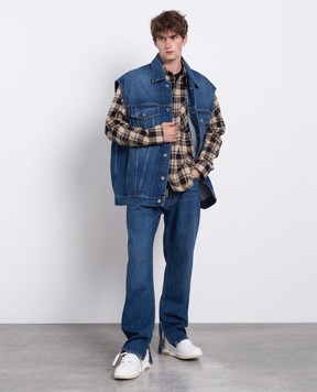 Off-White Сині джинси з ефектом потертості OMYA177F23DEN002