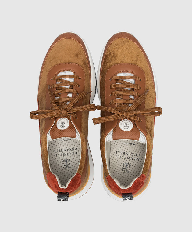 Brunello Cucinelli Світло-коричневі кросівки з патчем логотипу MZUSNHO278 зображення 4