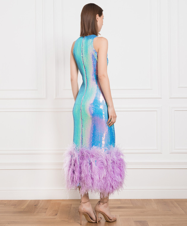 David Koma Blue dress with sequins and ostrich feathers SS23DK53D image 4