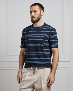 Brunello Cucinelli Синя футболка в смужку MW8401308