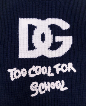 Dolce&Gabbana Синий свитер из шерсти с логотипом узором. L5KWJ6JCVE4