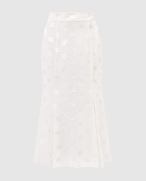 Dolce&Gabbana Бежевая юбка миди с шелком в монолог логотипа шаблон. F4CCHTFJ9AF