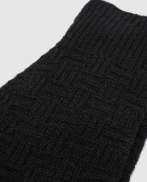 Bottega Veneta Чорні рукавички з вовни та кашеміру в фактурний візерунок 708694V29M0