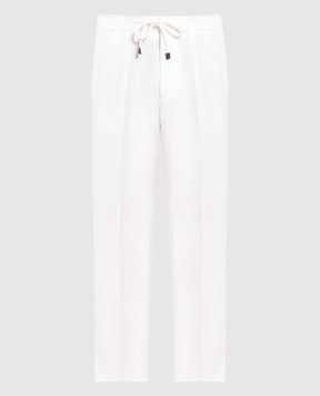 Brunello Cucinelli Белые брюки из льна MP431E1520